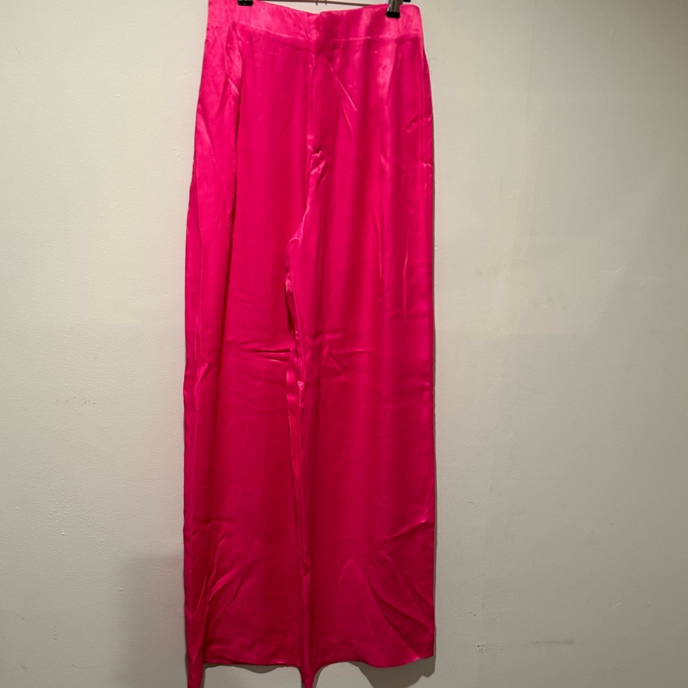 Zara pink high waisted satin trousers